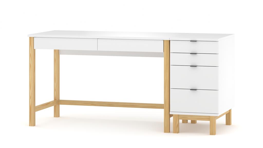 Bureau pour enfant en pin massif&MDF 120x60 blanc