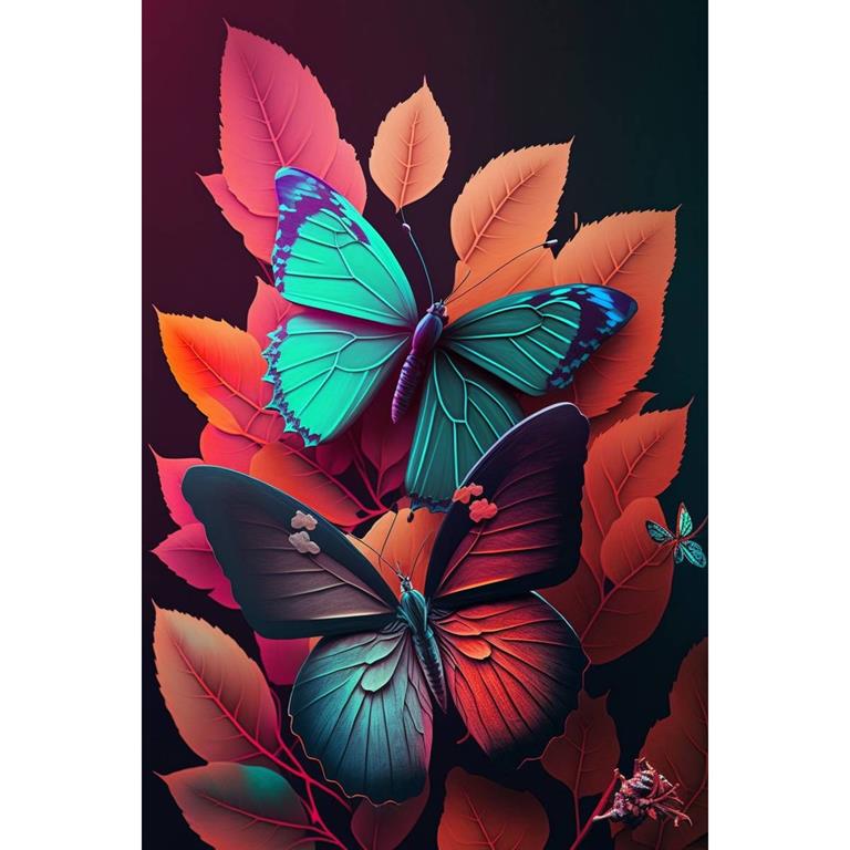 Tableau sur verre papillons fantaisie 30x45