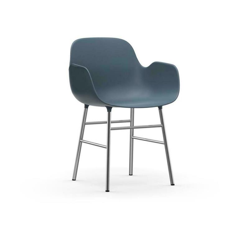 Chaise avec accoudoirs en chrome et pp bleu Form - Normann Copenhagen
