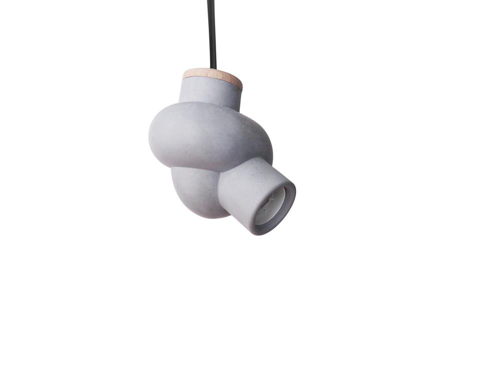 Lampe à suspendre en béton et bois cordon noir