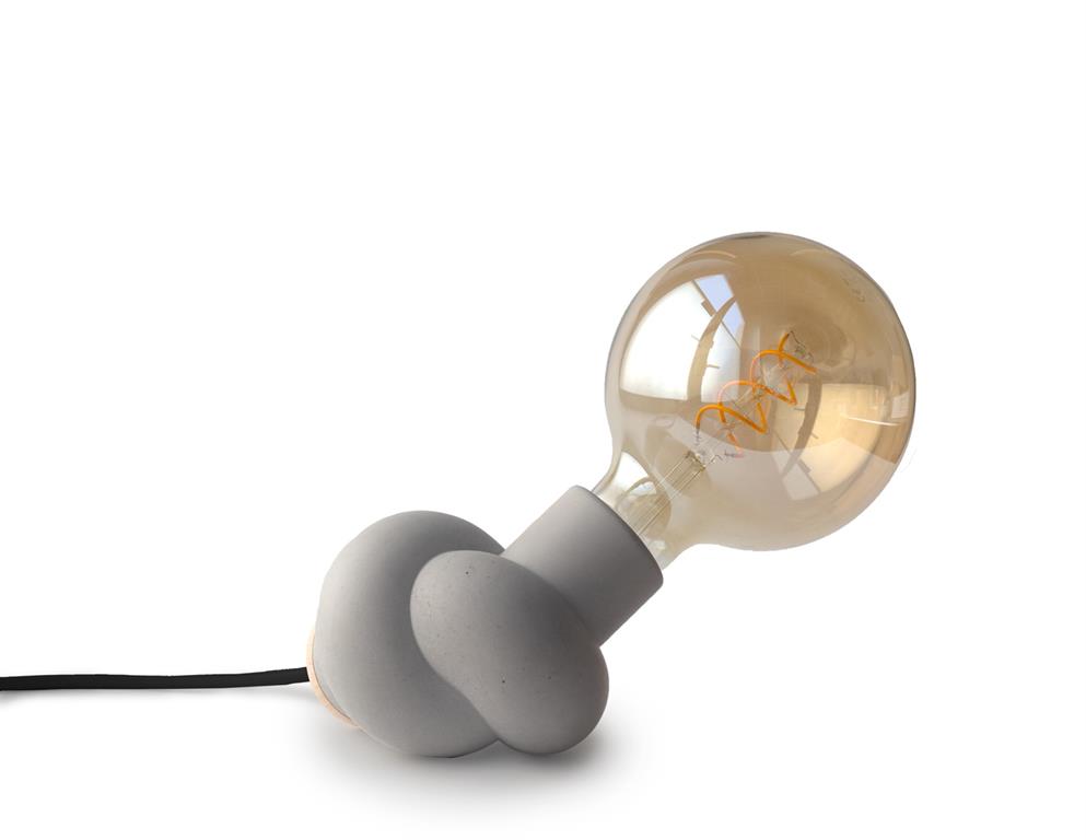 Lampe à poser en béton et bois cordon noir ampoule LED edison