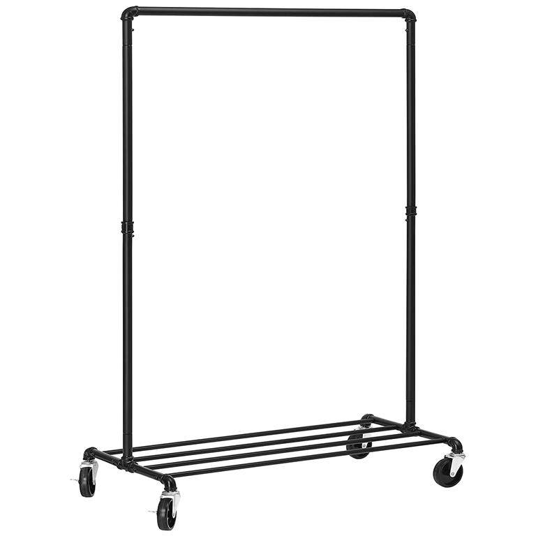 Portant à vêtements avec roulettes acier noir
