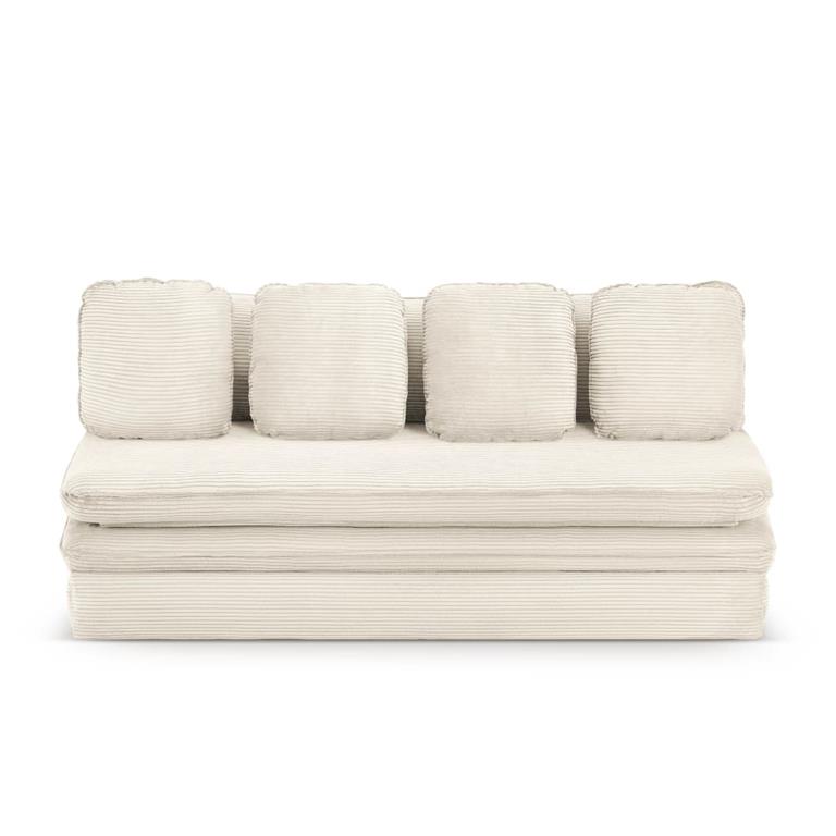 Banquette en velours côtelé 3 places ecru