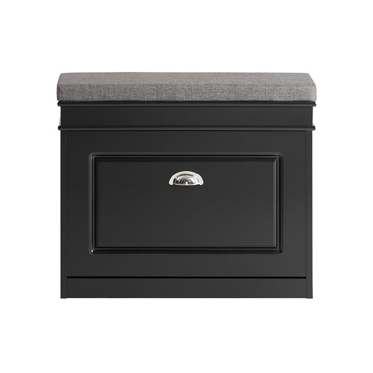 Banc à chaussures avec porte abattante largeur 61cm effet bois noir