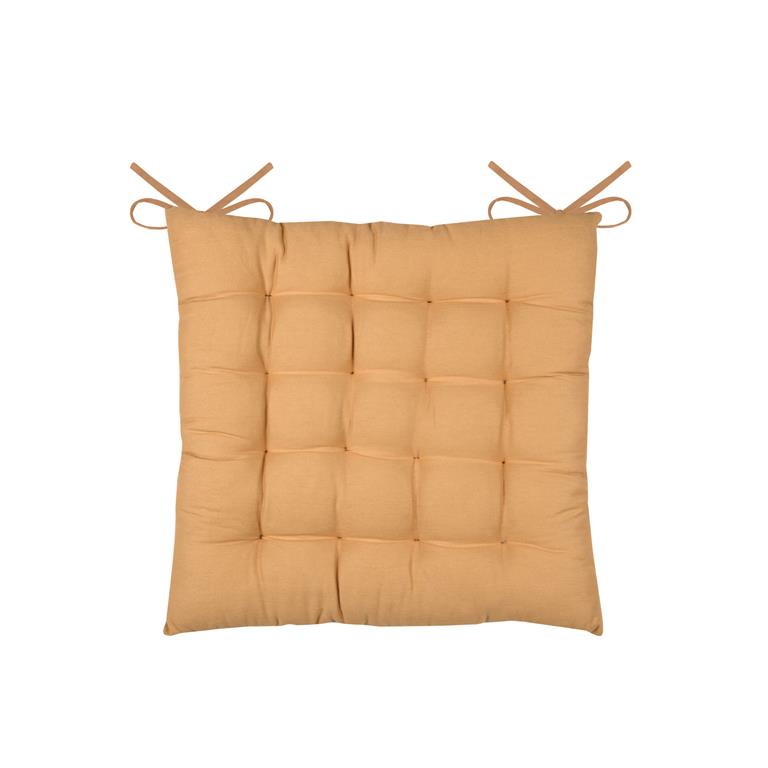 Galette de chaise unie et classique coton jaune moutarde 38x38 cm