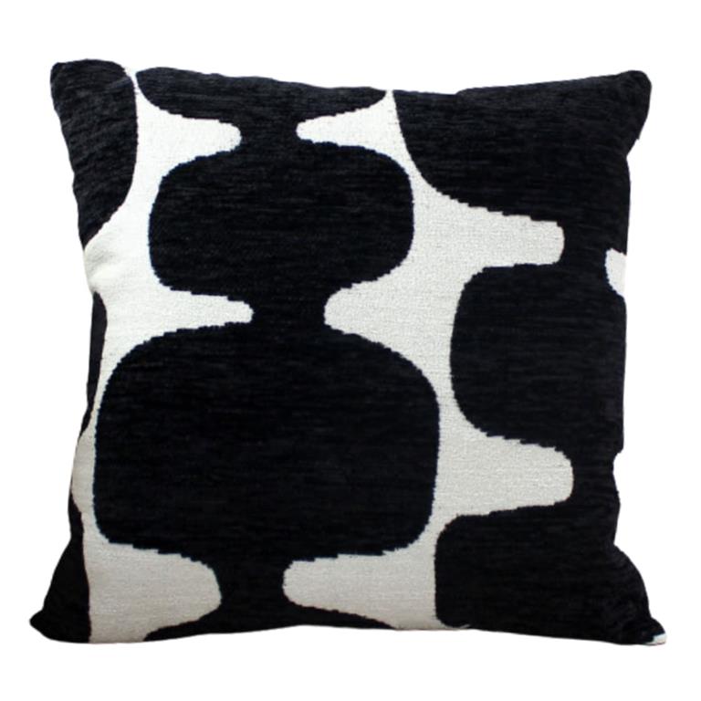 Coussin déhoussable 40x40cm motif jacquard noir