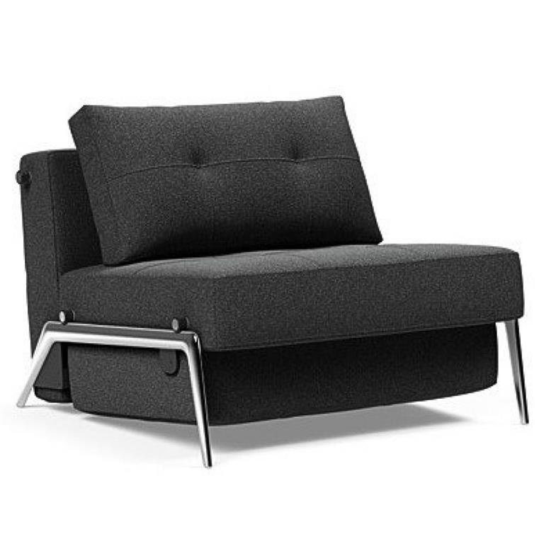 INNOVATION LIVING  Fauteuil design CUBED 02 ALU convertible 200x90cm tissu Bouclé Charcoal