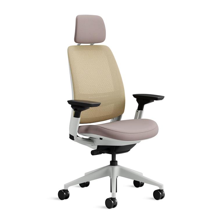 Chaise de bureau ergonomique en tissu beige 72 x 64 x 121
