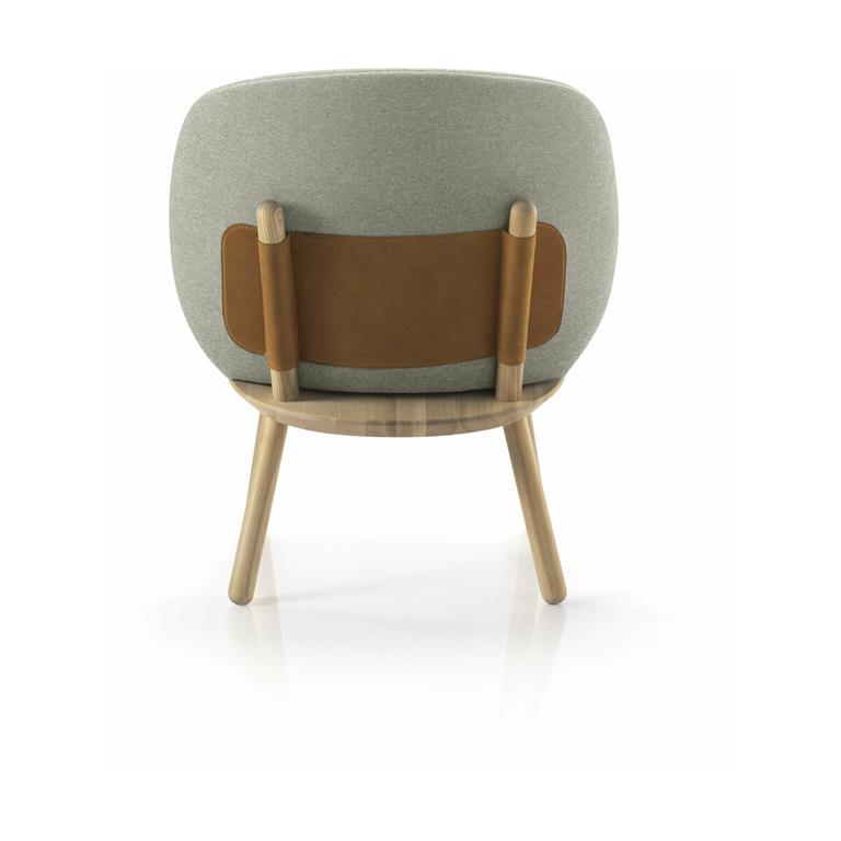 Fauteuil en frêne et tissu beige clair Naïve - Emko