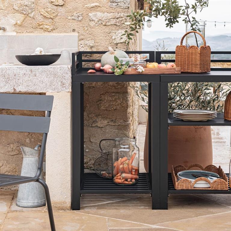 Meuble d'angle de cuisine extérieure en métal - noirZANNOUCH