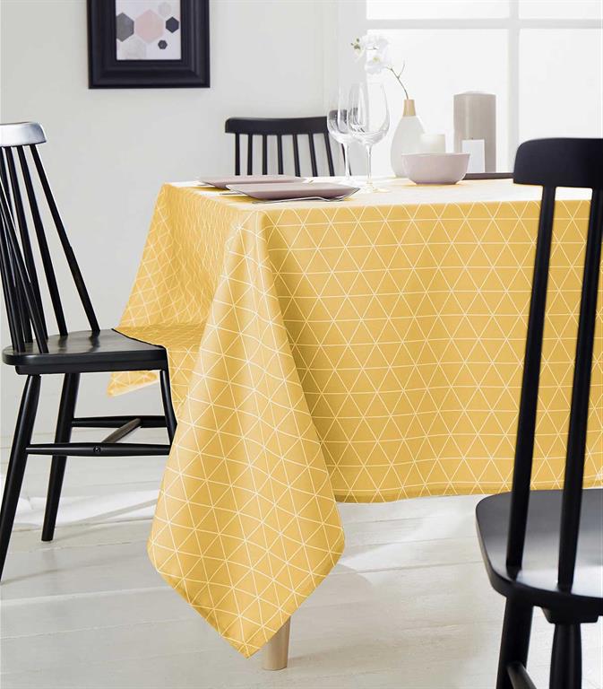 Nappe rectangulaire scandinave polyester jaune tournesol 150x300 cm