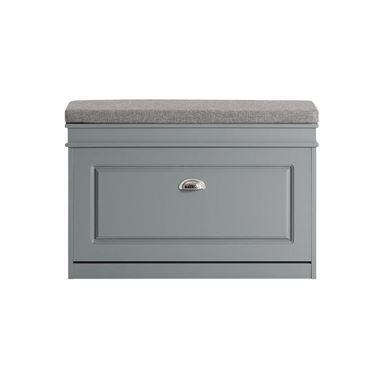 Banc d'entrée 1 porte abattante effet bois gris