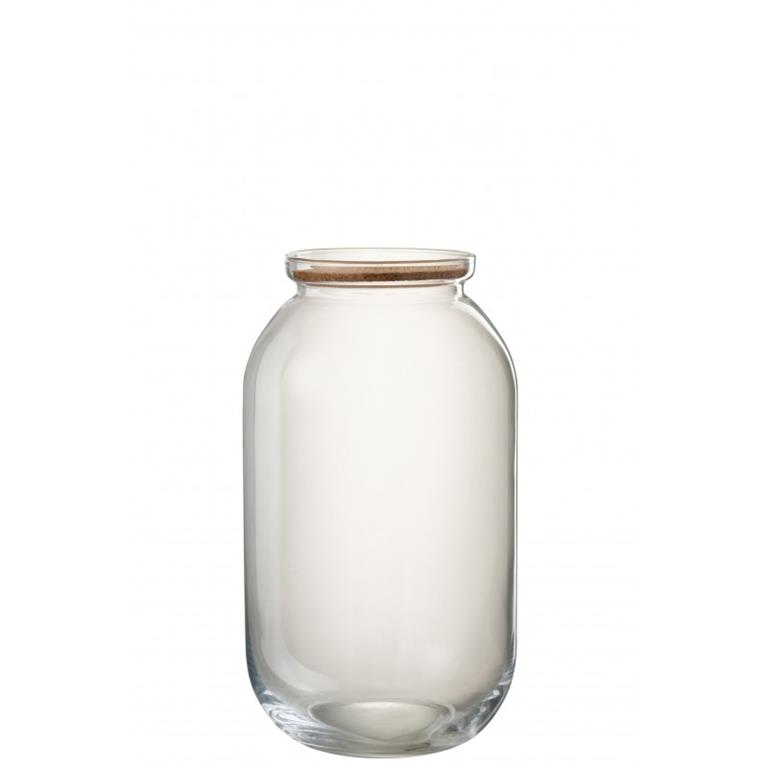 Pot décoratif verre/liège transparent H41cm