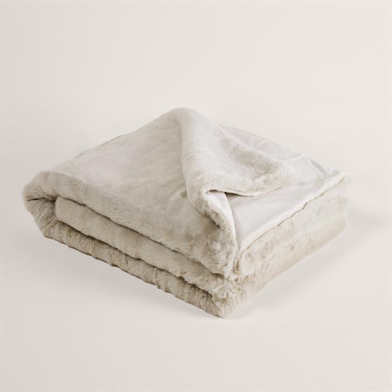 Plaid en Fausse fourrure souple au toucher ultra doux Gris