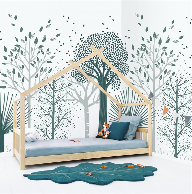 Papier peint intissé Forêt bleu M