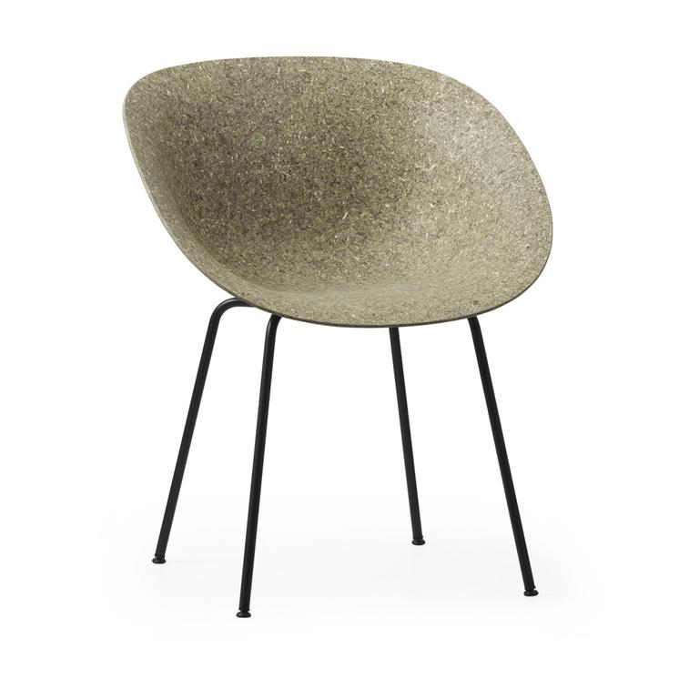 Chaise avec accoudoirs recyclable en herbes marines et acier