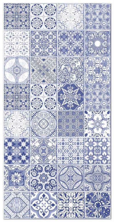 Tapis vinyle carreaux ciments jaen bleu 80x250cm