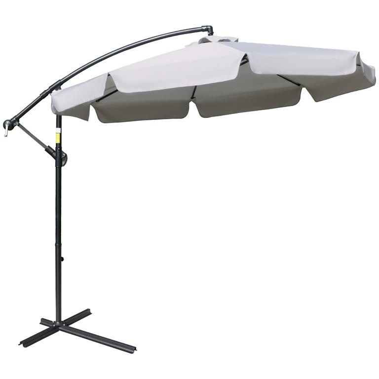 Parasol octogonal inclinable manivelle acier époxy polyester gris