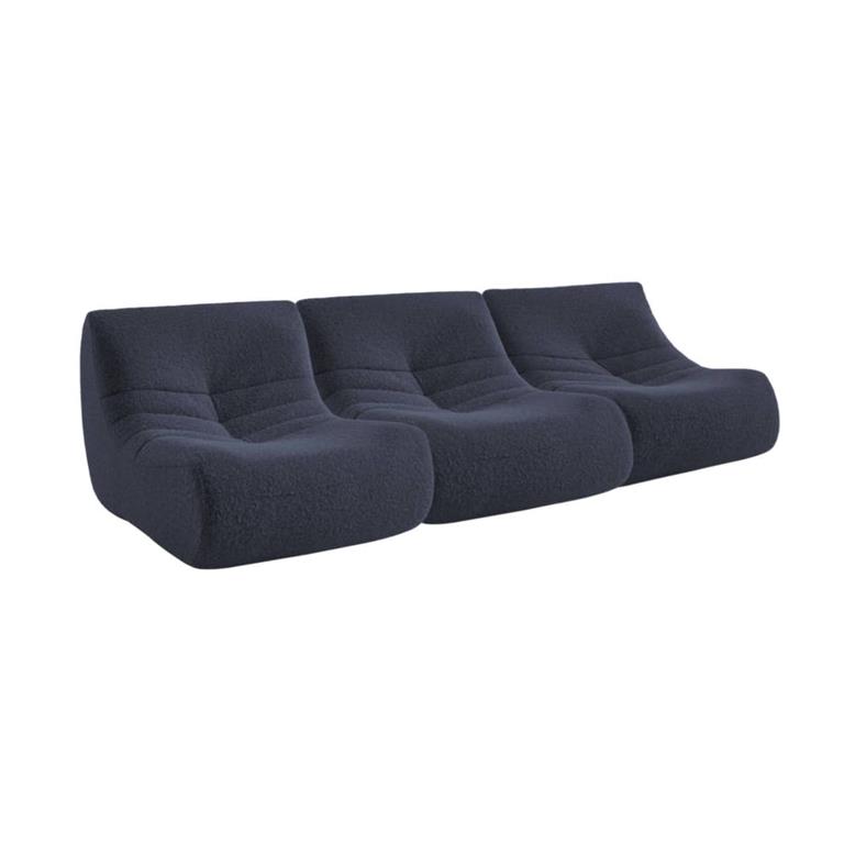 Chauffeuse tissu effet alpaca 3 places bleu nuit