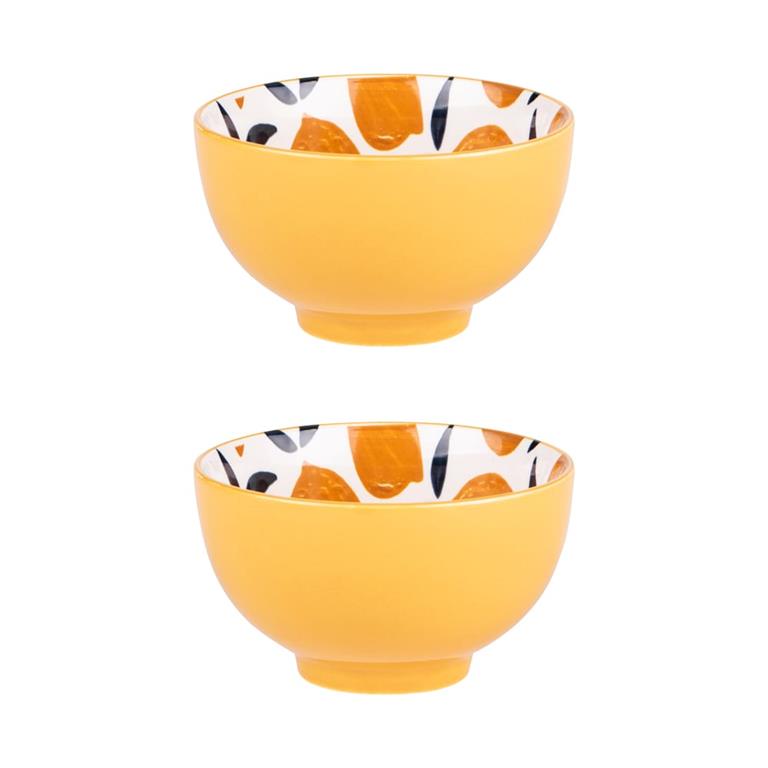 Coffret de 2 bols   13 cm multicolores en grès