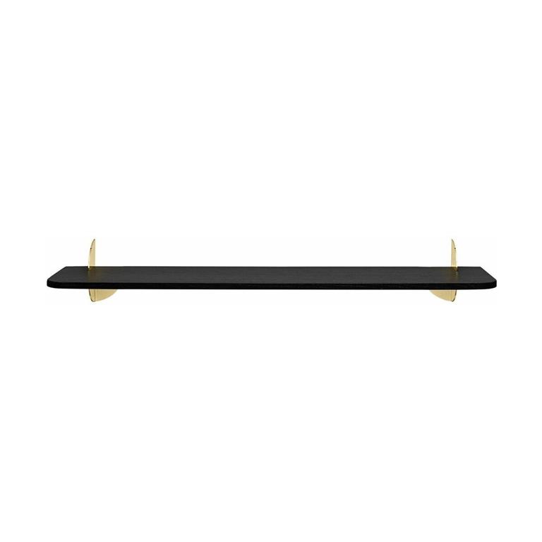 Étagère en noyer teinté noir et supports dorés 80 cm Aedes - AYTM