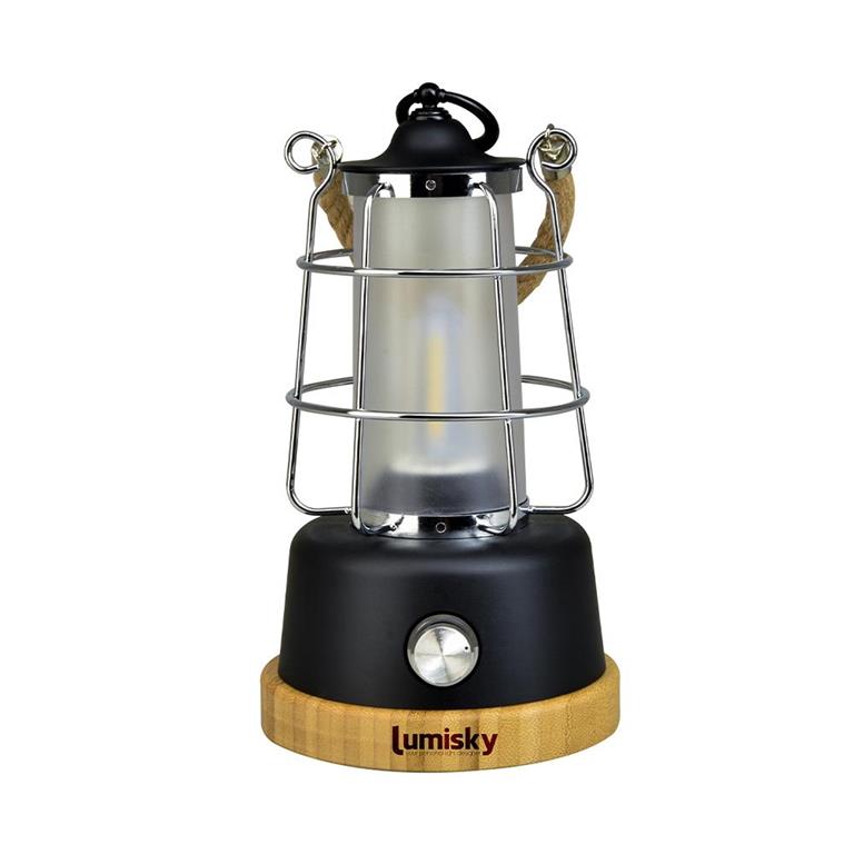 Lanterne sans fil LED Metal Noir H23CM