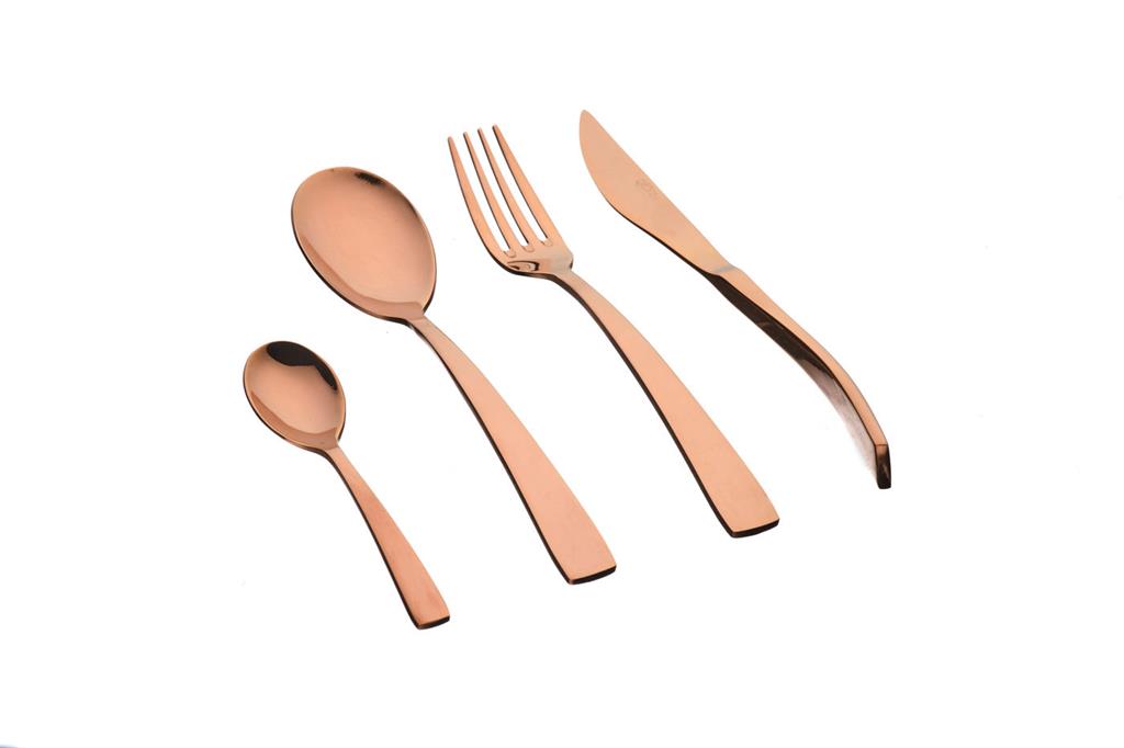 Lot de 24 ménagères en inox cuivre D