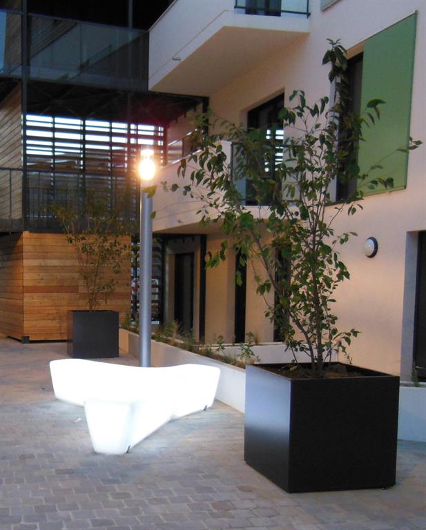 Jardinières dans le patio 