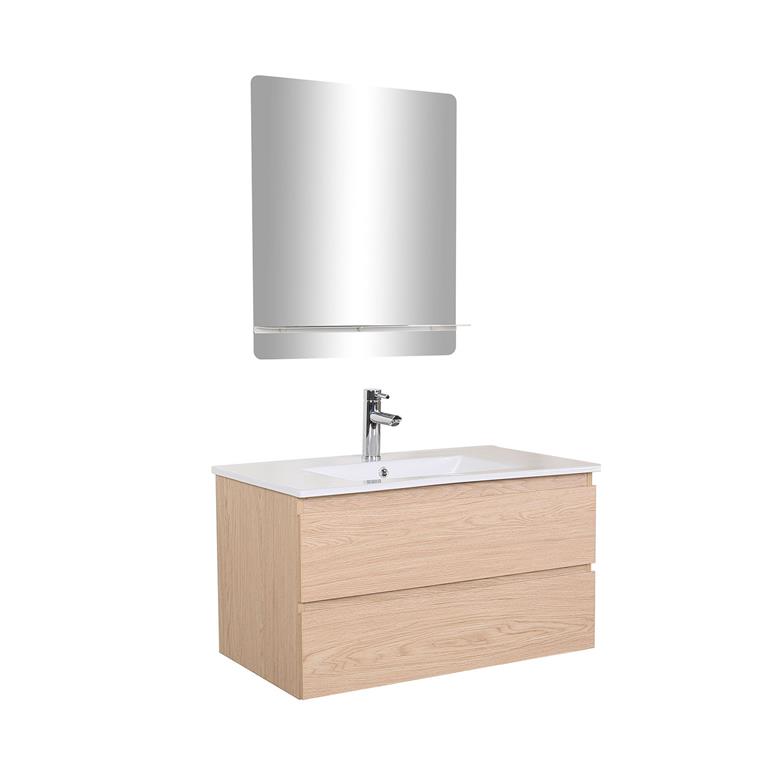 Meuble simple vasque 80cm décor chêne  