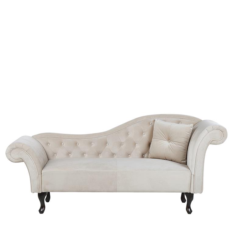 Chaise longue côté droit en velours beige