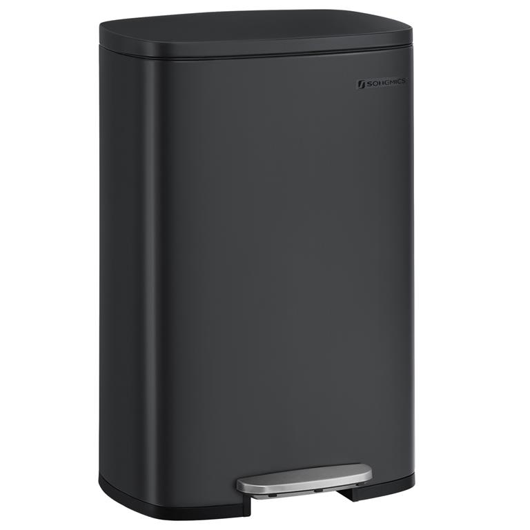 Poubelle de cuisine 50l acier plastique noir