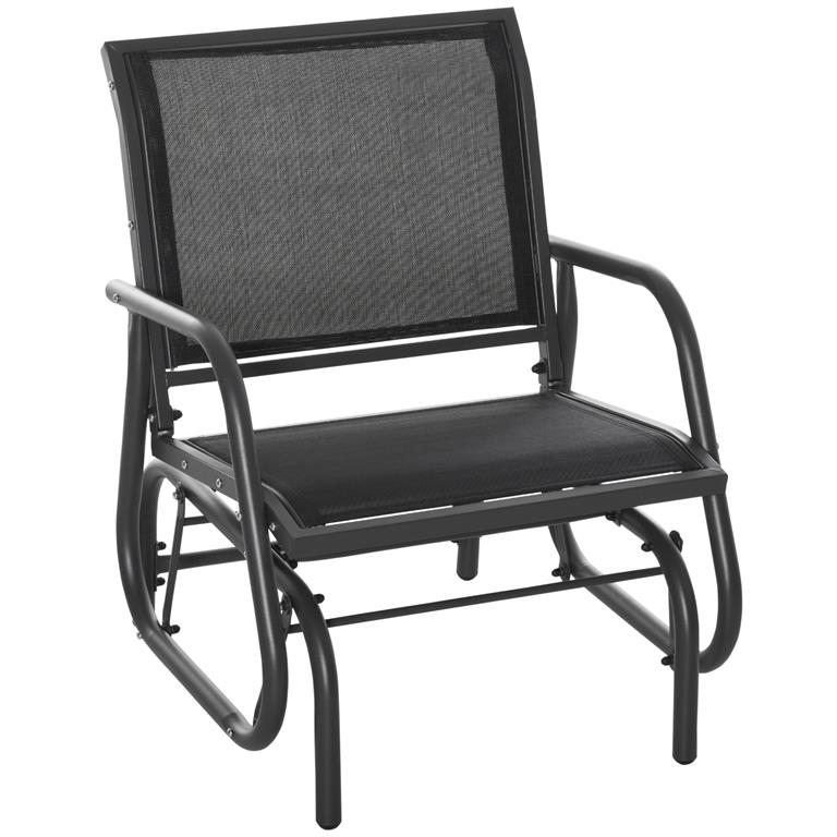 Fauteuil à bascule de jardin design contemporain métal textilène noir