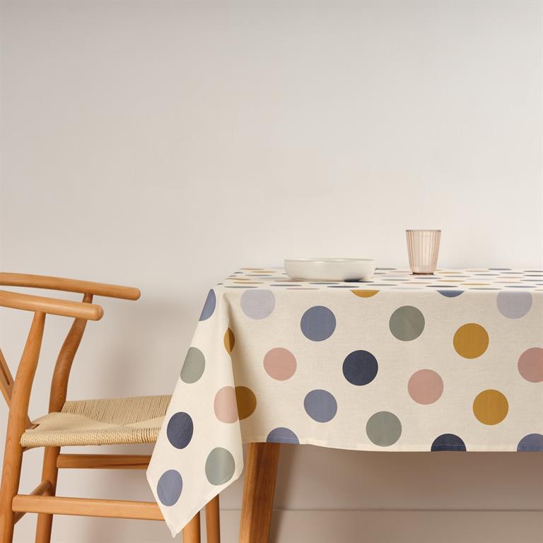Nappe anti-taches en coton à pois multicolores 180x200 cm