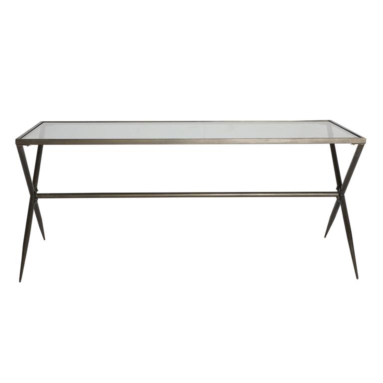 Table salon en fer noir 185x80x78 cm