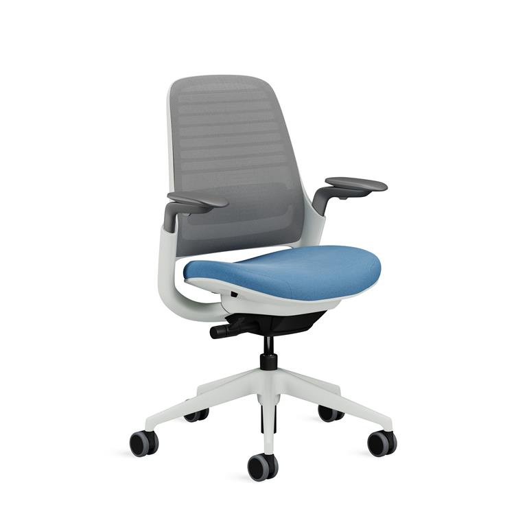 Chaise de bureau ergonomique en tissu bleu 66 x 64 x 92