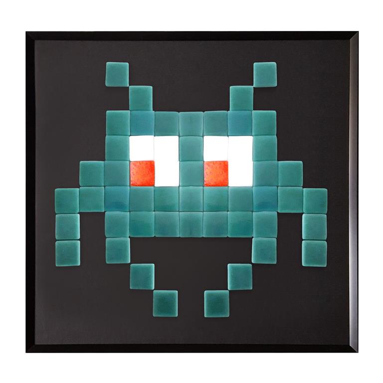 Cadre mosaïque en verre bleu turquoise 30x30cm