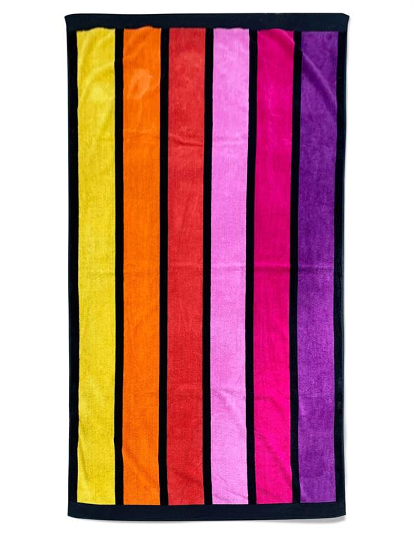 Serviette de plage éponge velours muticolore  happy chic 100 x 175