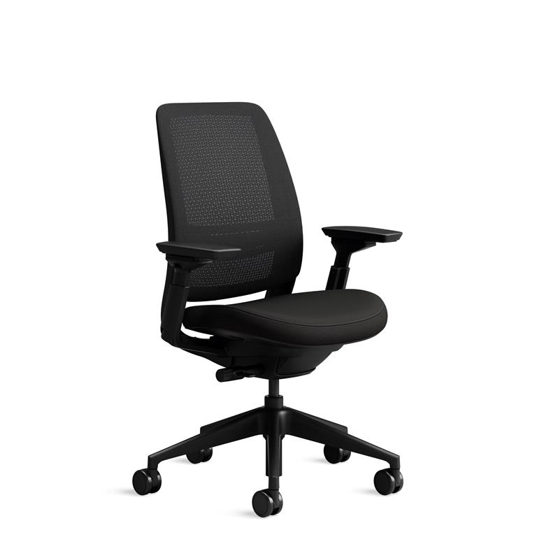 Chaise de bureau ergonomique en tissu noir 72 x 64 x 101