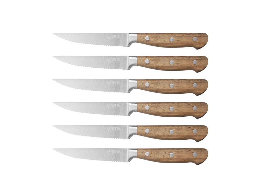 Lot de 6 couteaux à steack en inox marron