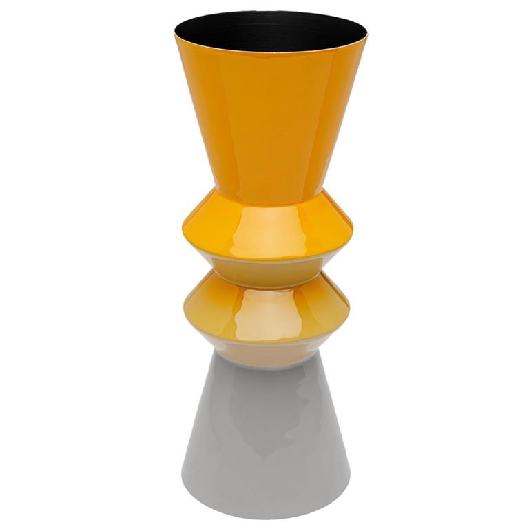 Vase en acier jaune et gris