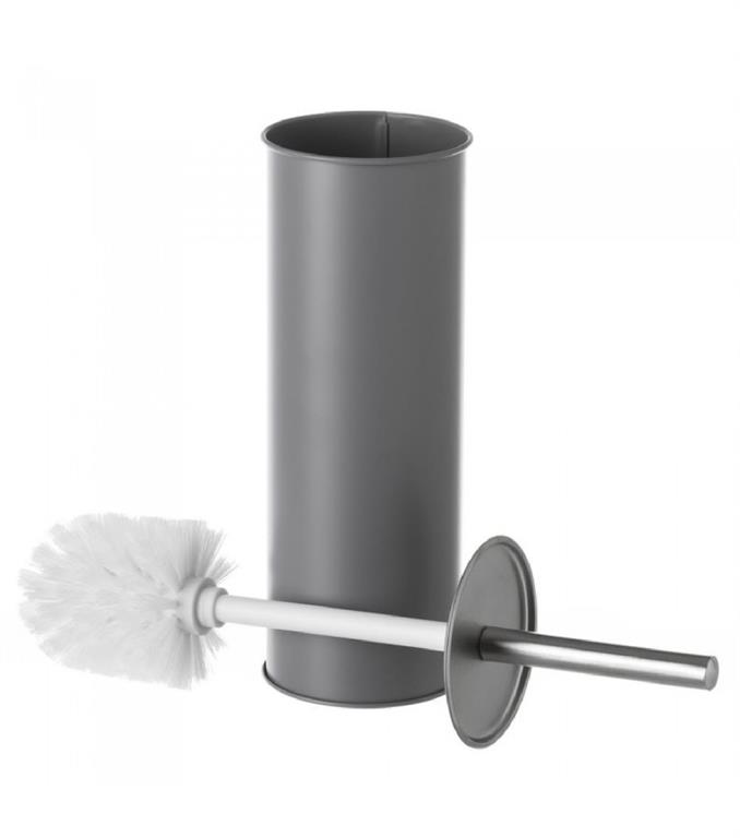 Balai brosse WC en métal gris