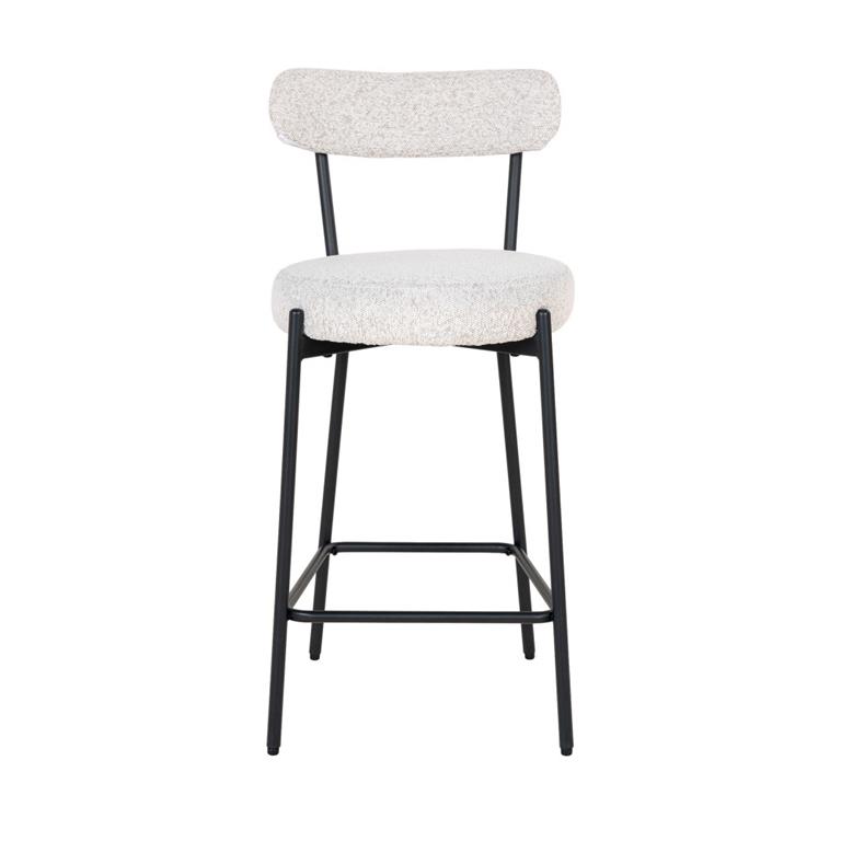 Tabouret blanc en tissu bouclé