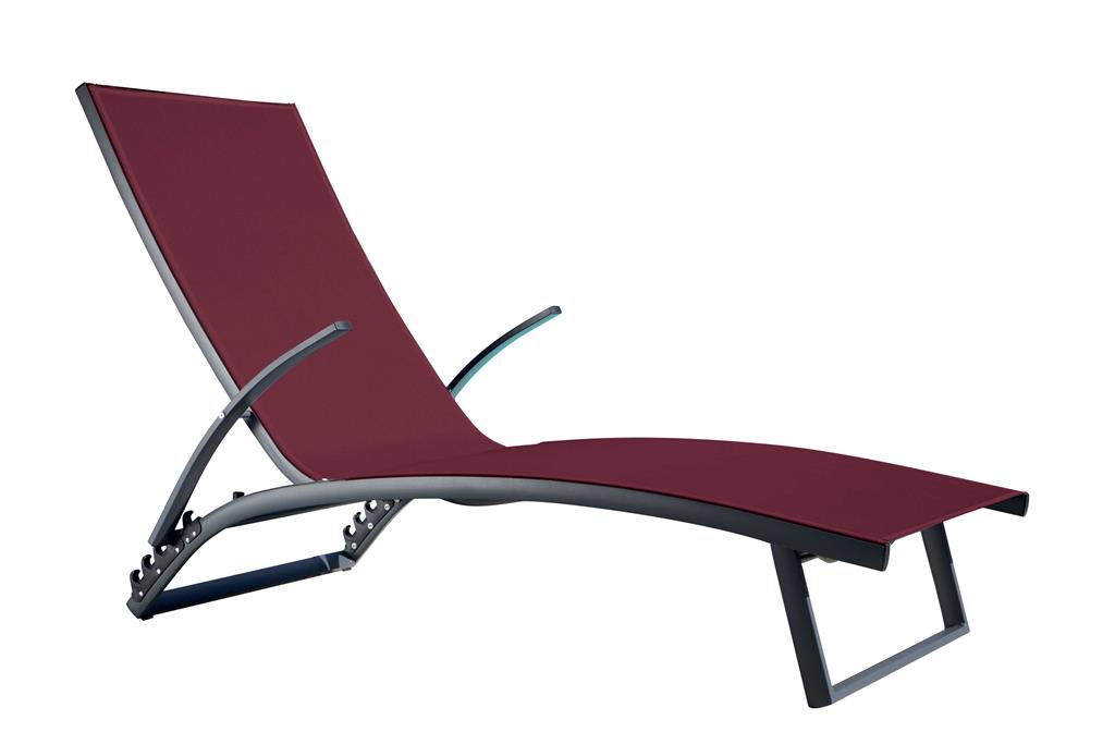 Lot de 2 bains de soleil  en aluminium bordeaux