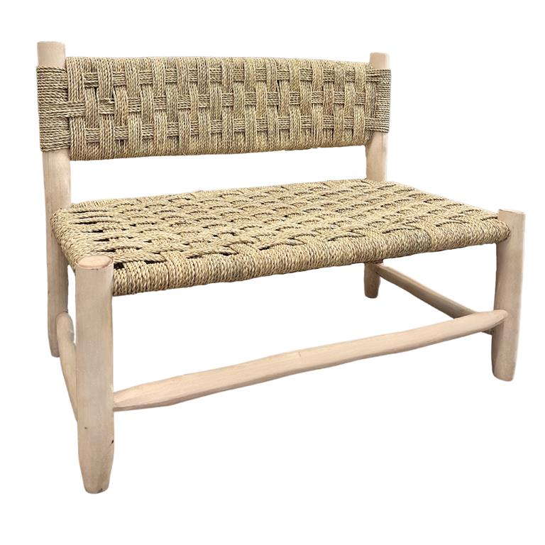 Grande banquette bois marocaine naturel 100 cm