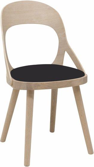 Chaise en chêne blond et coussin en cuir reconstitué noir Colibri - Hans k