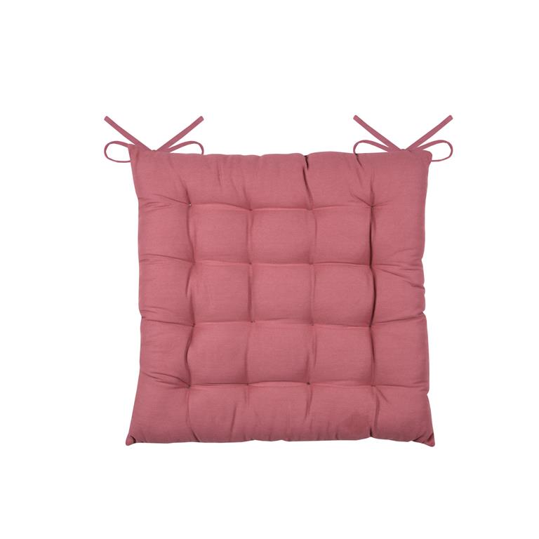 Galette de chaise unie et classique coton prune 38x38 cm