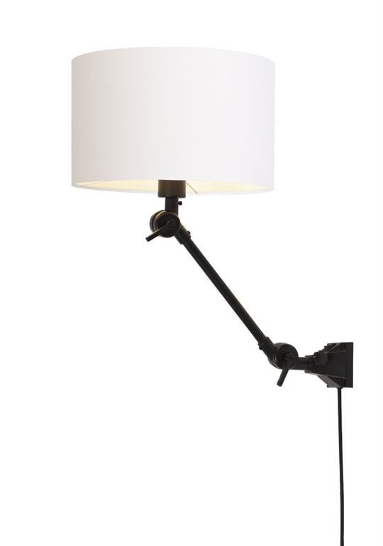 Applique noire flexible et abat-jour blanc L65cm