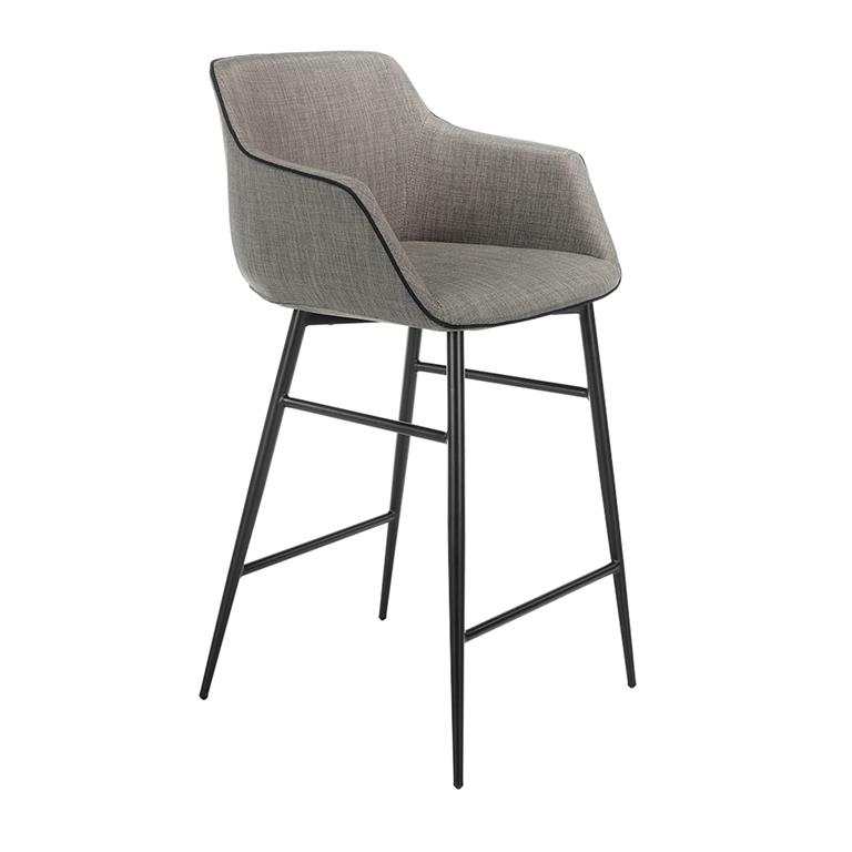 Tabouret en tissu gris et acier noir