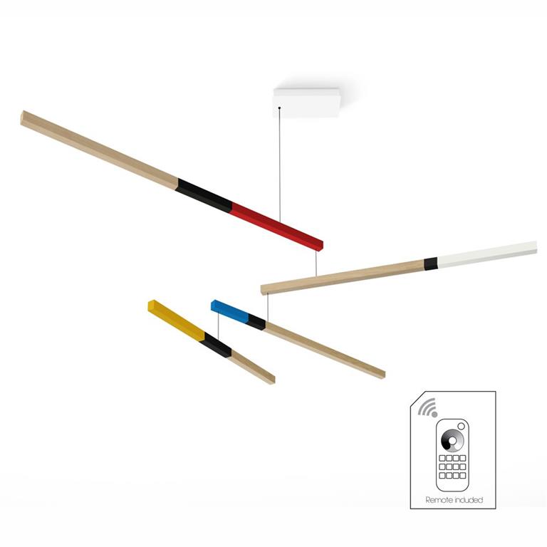 Mobile suspension tasso cub dimmable en bois multicolore