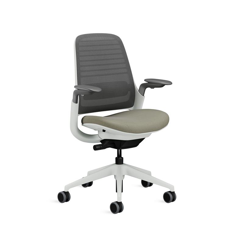 Chaise de bureau ergonomique en tissu beige 66 x 64 x 92